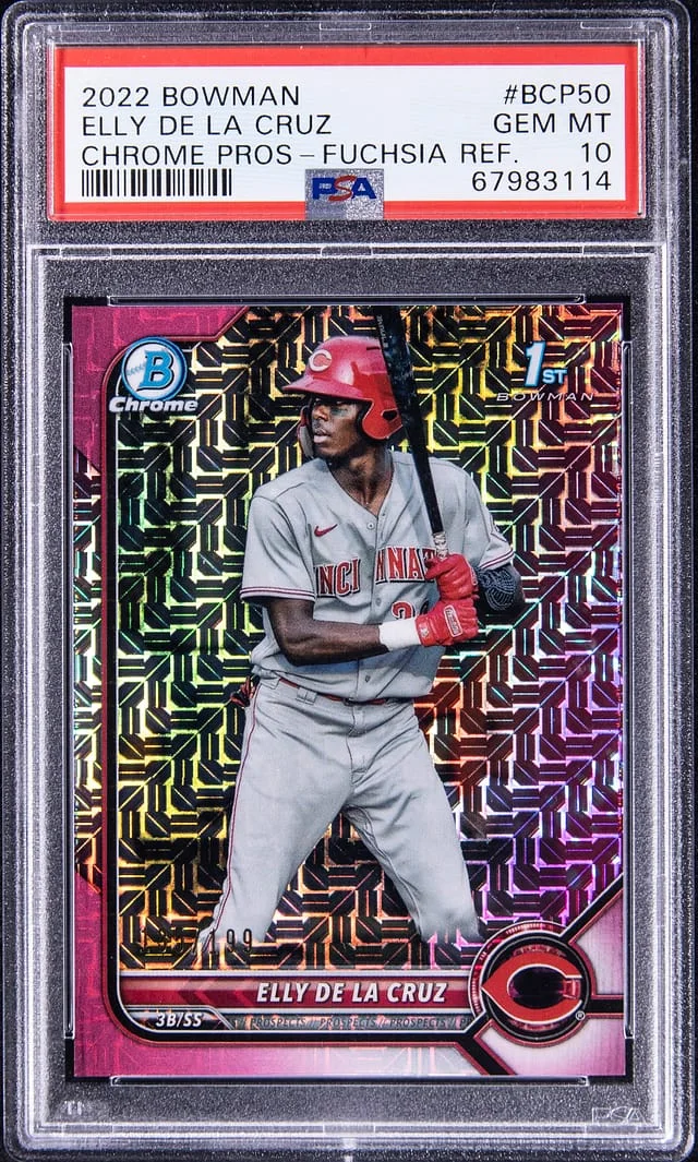 2022 Bowman Chrome Elly De La Cruz Prospect Fuchsia Refractor #BCP-50 card image