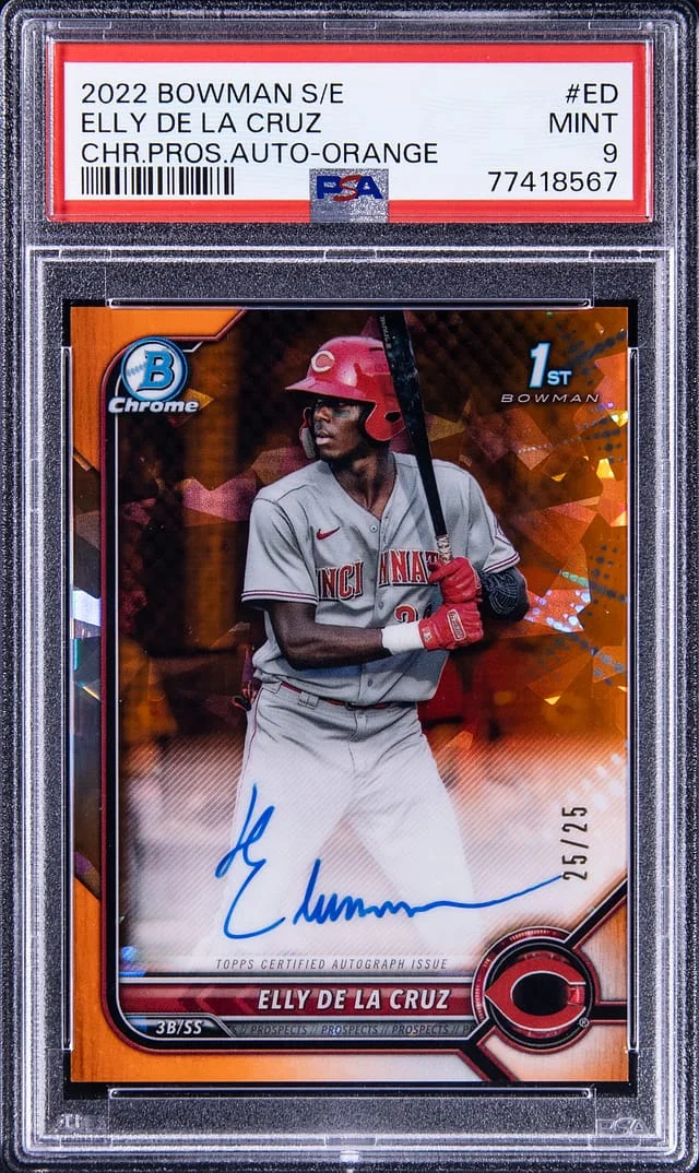 2022 Bowman Chrome Elly De La Cruz Prospect Sapphire Edition Orange #BSPA-ED card image