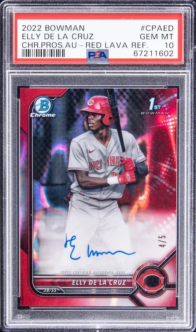 2022 Bowman Chrome Elly De La Cruz Prospect Autos Gold Refractors #CPA-ED card image