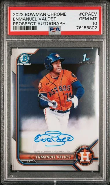 2022 Bowman Chrome Enmanuel Valdez Prospect Autographs #CPAEV card image