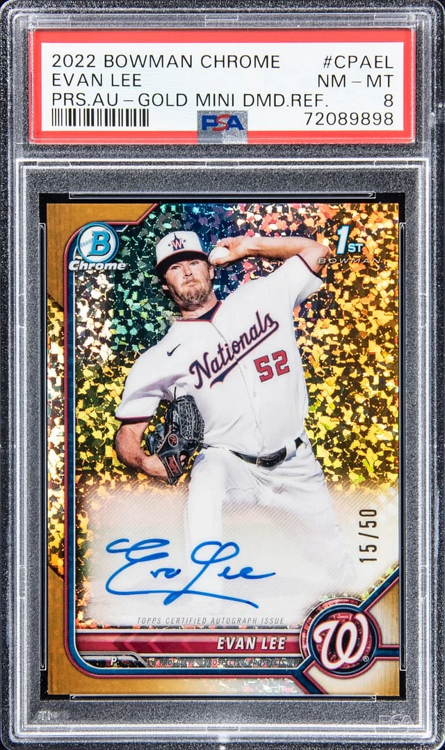2022 Bowman Chrome Evan Lee Prospect Autograph - Gold Mini Diamond Refractor #CPAEL card image