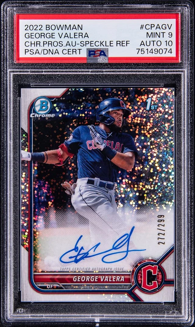 2022 Bowman Chrome George Valera Prospect Autographs Speckle Refractor #CPAGV card image