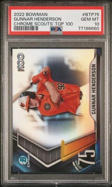 2022 Bowman Chrome Gunnar Henderson Scouts' Top 100 #BTP75 card image