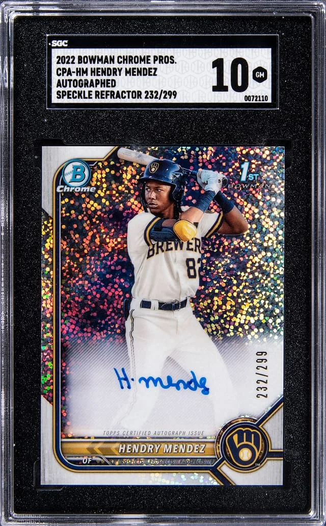 2022 Bowman Chrome Hendry Mendez Prospect Autographs Speckle Refractor #CPA-HM card image