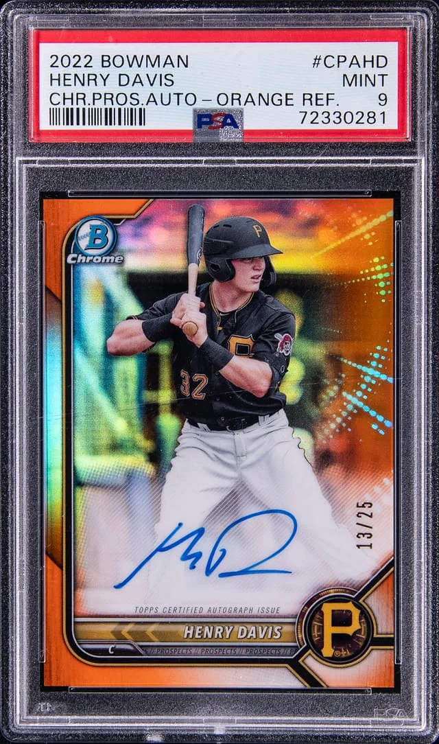 2022 Bowman Chrome Henry Davis Prospect Autographs Orange Refractor #CPA-HD card image