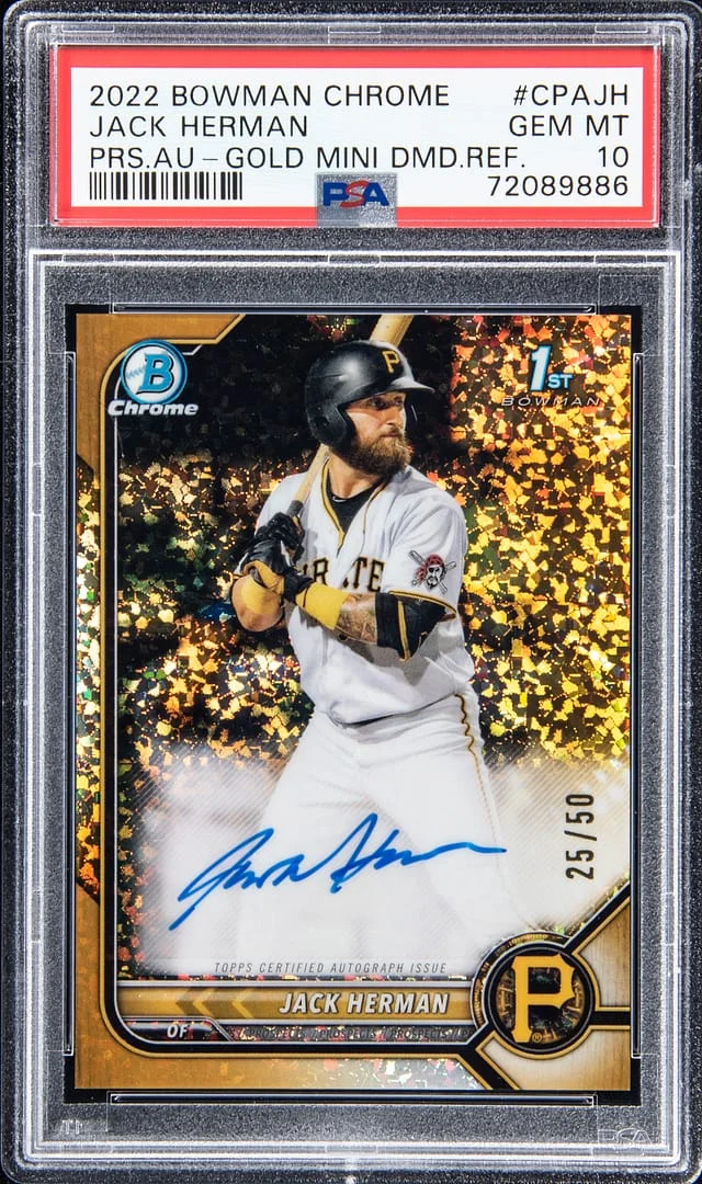 2022 Bowman Chrome Jack Herman Prospect Autographs Gold Mini Diamond Refractor #CPAJH card image