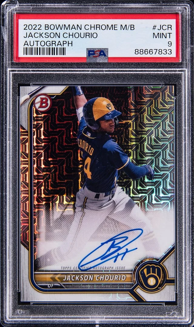 2022 Bowman Chrome Jackson Chourio Megabox Autograph #BCMA-JCR card image