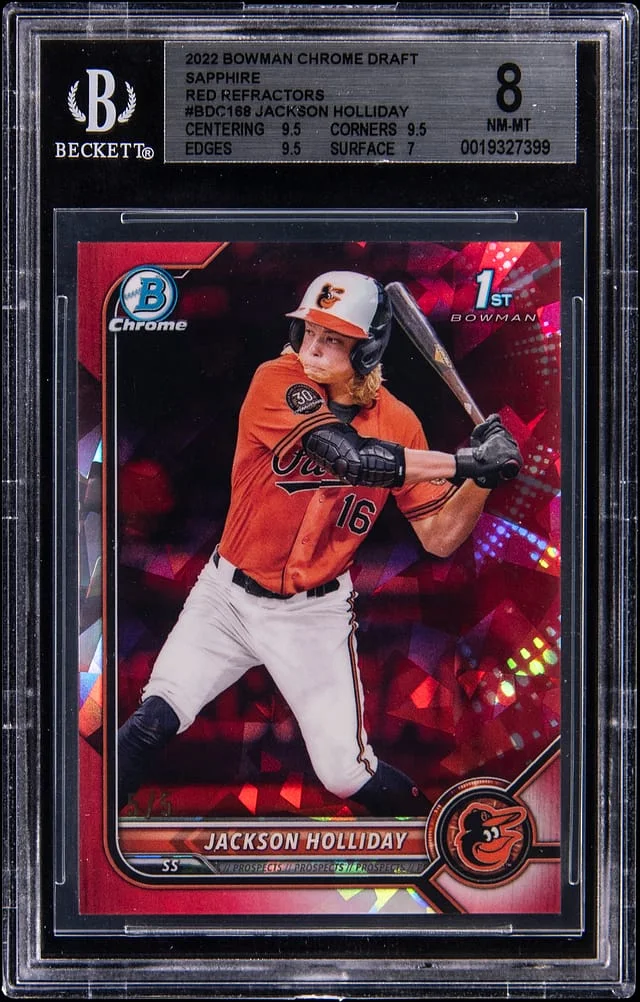 2022 Bowman Chrome Jackson Holliday Sapphire Red Refractor #BDC-168 card image