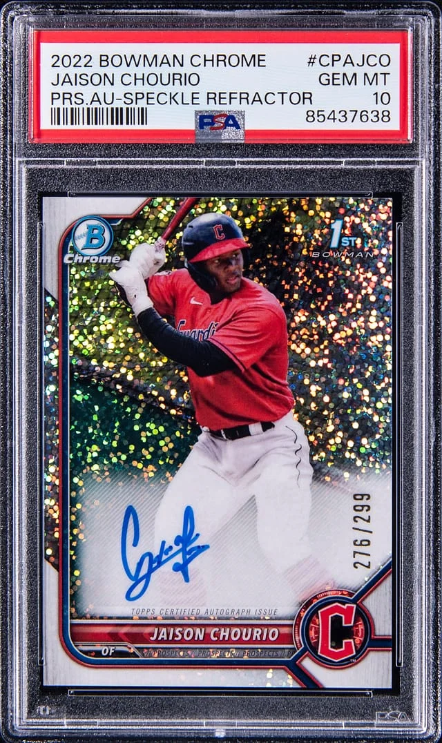2022 Bowman Chrome Jaison Chourio Prospect Autograph Speckle Refractor #CPA-JCO card image
