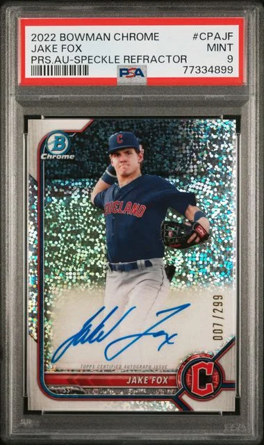 2022 Bowman Chrome Jake Fox Prospect Autographs Speckle Refractor #CPA-JF card image