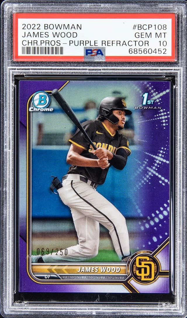 2022 Bowman Chrome James Wood Prospect Purple Refractor #BCP-108 card image