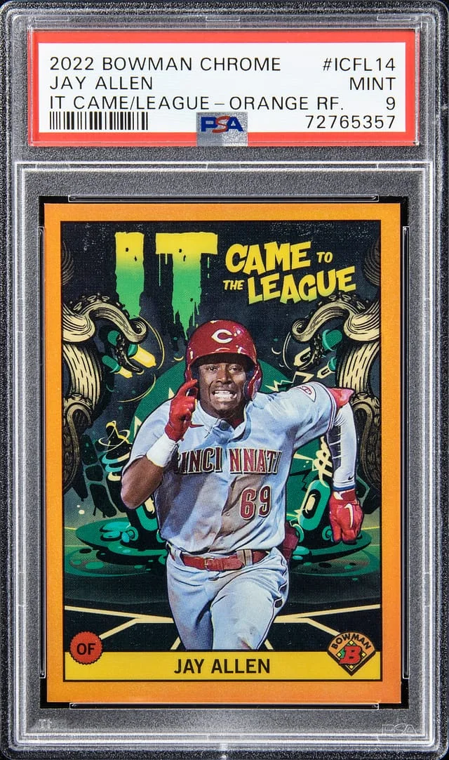 2022 Bowman Chrome Jay Allen It Came to the League Orange Refractor #ICFL14 card image