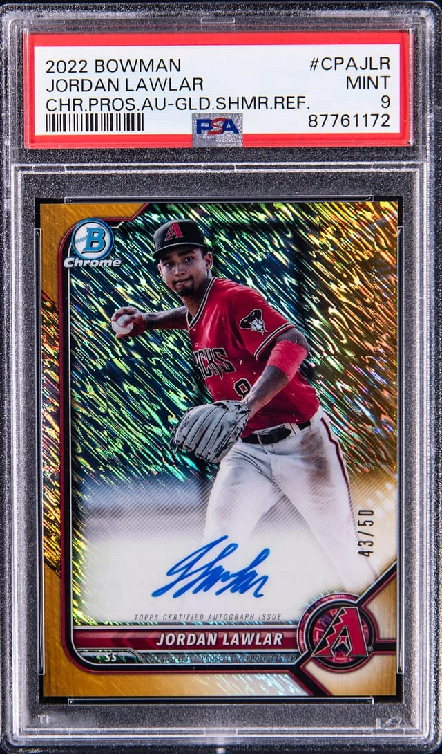 2022 Bowman Chrome Jordan Lawlar Prospect Autograph Gold Shimmer Refractor #CPAJLR card image