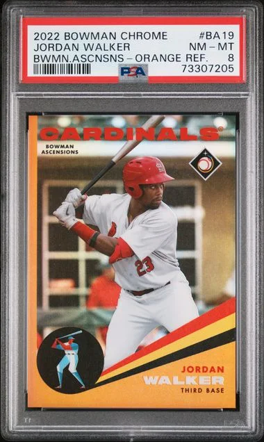 2022 Bowman Chrome Jordan Walker Bowman Ascensions Orange Refractor #BA-19 card image