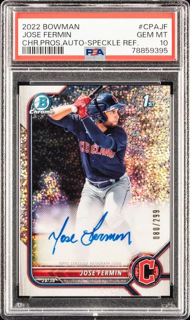 2022 Bowman Chrome Jose Fermin Prospect Autographs Speckle Refractor #CPAJF card image