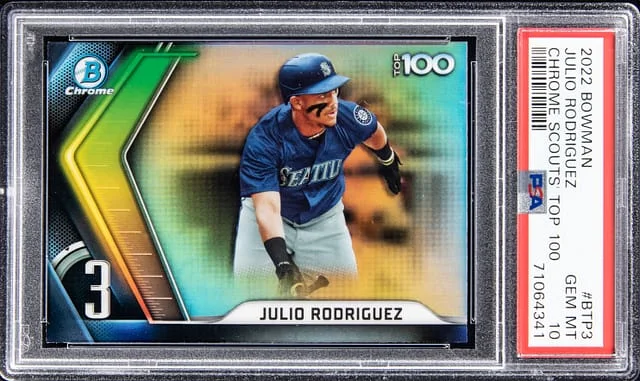 2022 Bowman Chrome Julio Rodriguez Scouts' Topp 100 #BTP3 card image