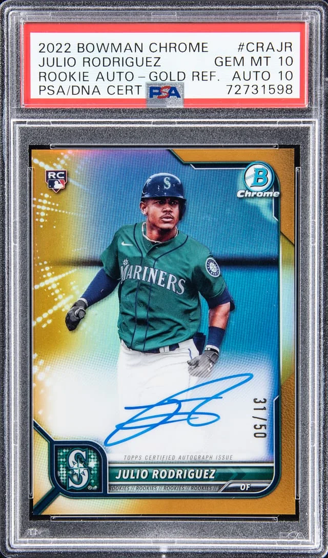 2022 Bowman Chrome Julio Rodriguez Autographs Gold Refractor #CPA-JR card image