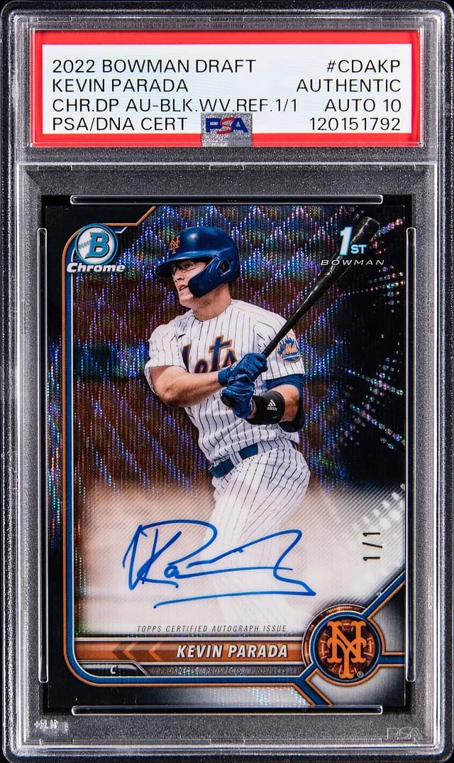 2022 Bowman Chrome Kevin Parada Pick Autographs Black Wave Refractor #CDA-KP card image