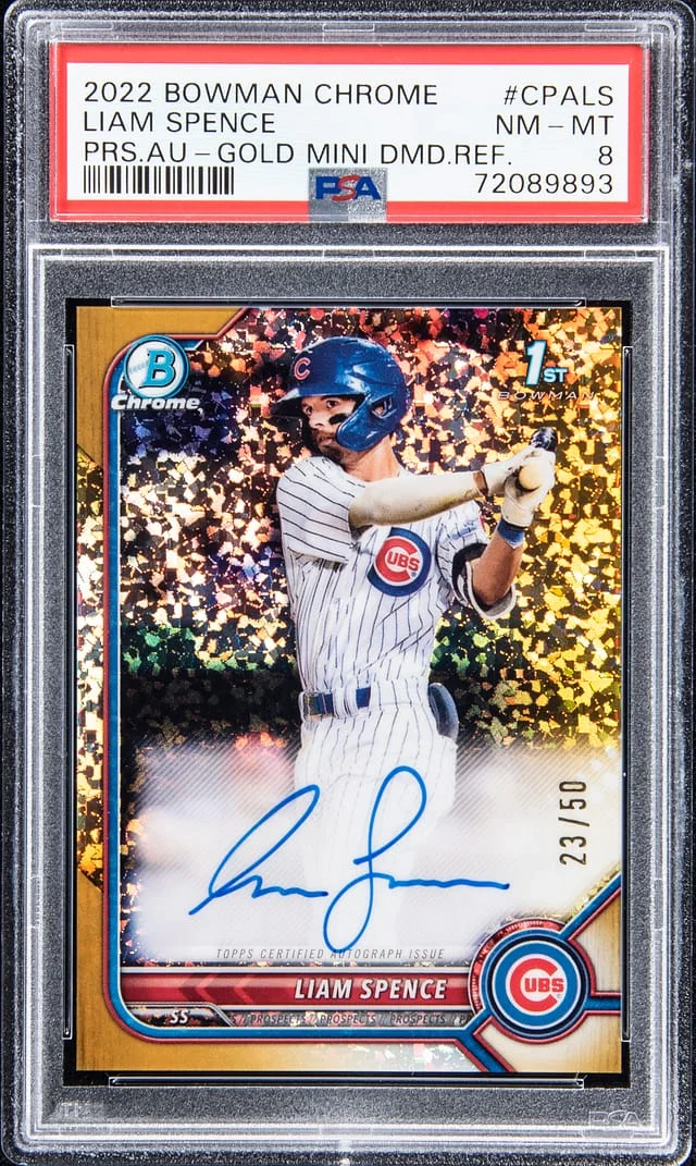 2022 Bowman Chrome Liam Spence Prospect Autographs Speckle Refractor #CPALS card image