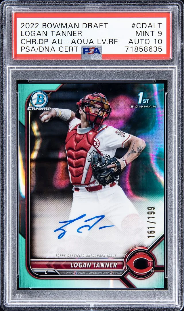 2022 Bowman Chrome Logan Tanner Pick Autographs Aqua Lava Refractor #CDALT card image