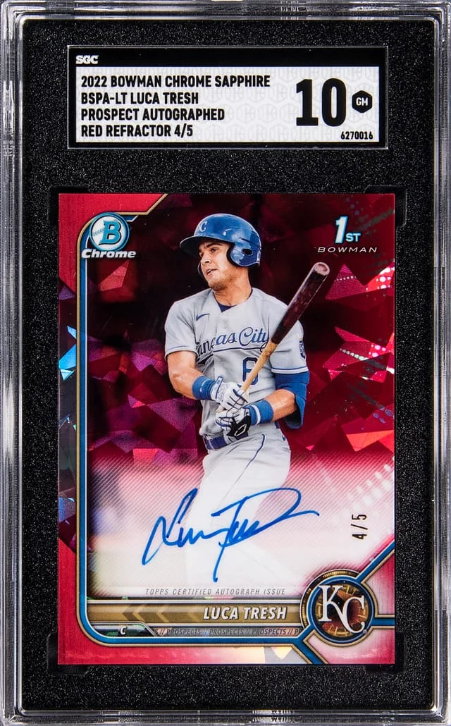2022 Bowman Chrome Luca Tresh Prospect Autographs Red Refractor #BSPA-LT card image
