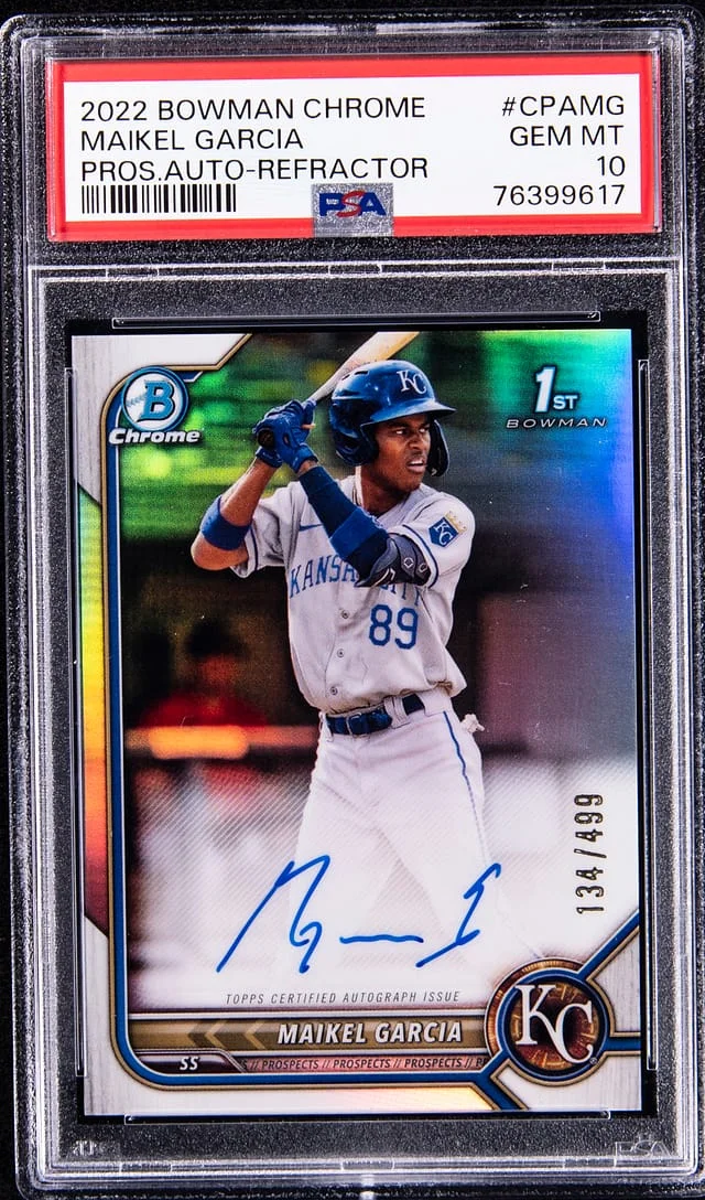2022 Bowman Chrome Maikel Garcia Prospect Autograph Refractor #CPAMG card image