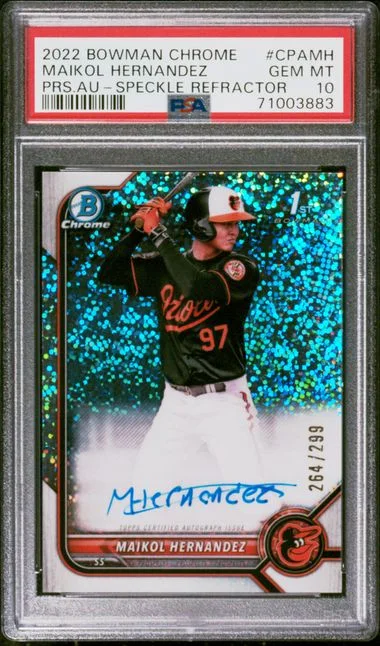 2022 Bowman Chrome Maikol Hernandez Prospect Autographs Speckle Refractor #CPA-MH card image