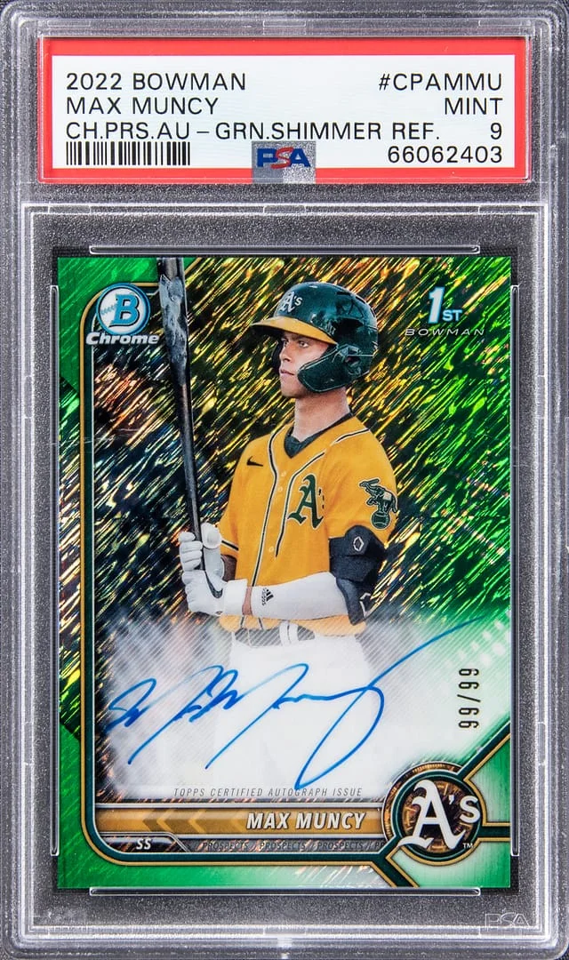 2022 Bowman Chrome Max Muncy Prospect Autographs Refractor #CPA-MMU card image