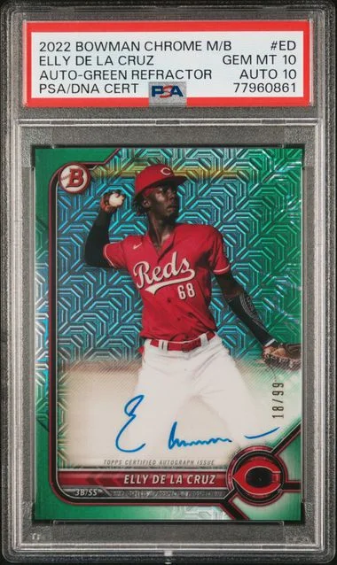 2022 Bowman Chrome Mega Box Autographs Green Refractor Ed Elly De La Cruz #no-number card image