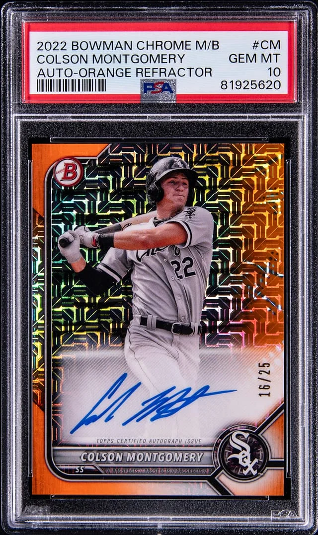 2022 Bowman Chrome Mega Box Colson Montgomery Orange Refractor Autograph #BCMA-CM card image