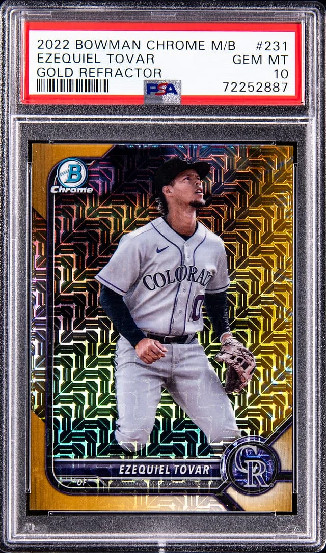 2022 Bowman Chrome Mega Box Ezequiel Tovar Gold Refractor #231 card image