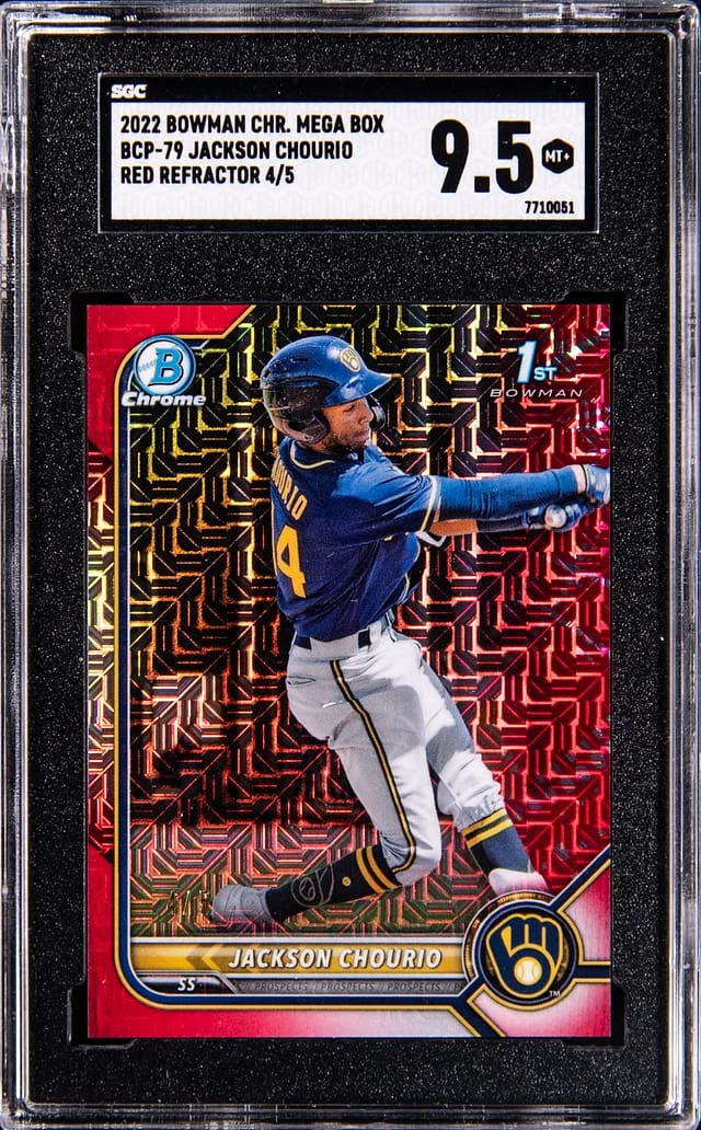 2022 Bowman Chrome Mega Box Jackson Chourio Red Refractor #BCP-79 card image