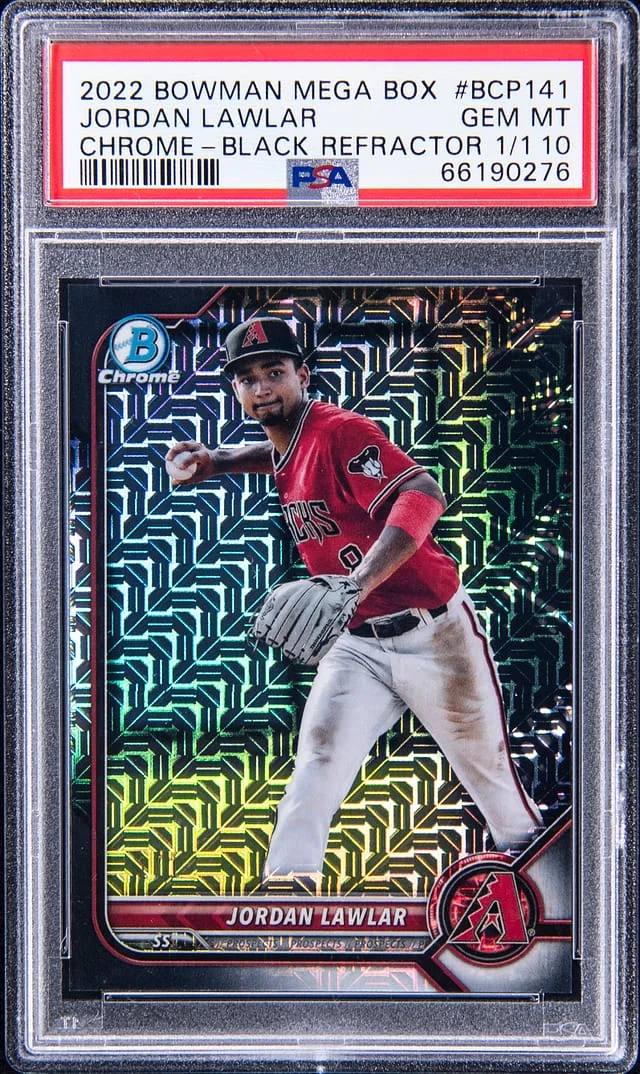 2022 Bowman Chrome Mega Box Jordan Lawlar Black Refractor #BCP141 card image