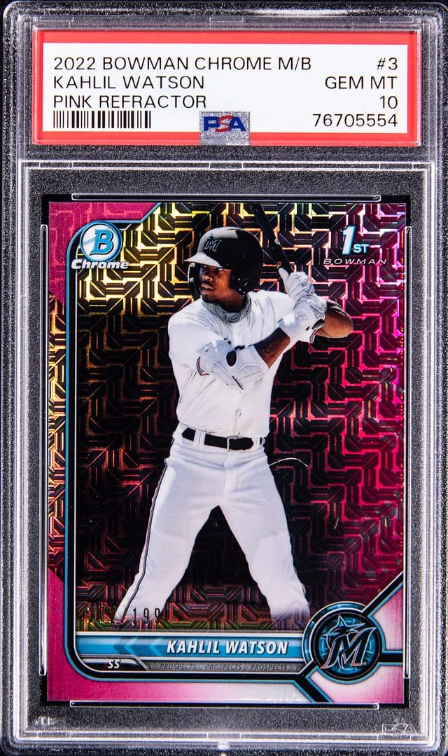 2022 Bowman Chrome Mega Box Kahlil Watson Pink Refractor #3 card image