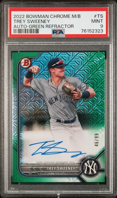 2022 Bowman Chrome Mega Box Trey Sweeney Autographs Green Refractor #BCM-TS card image