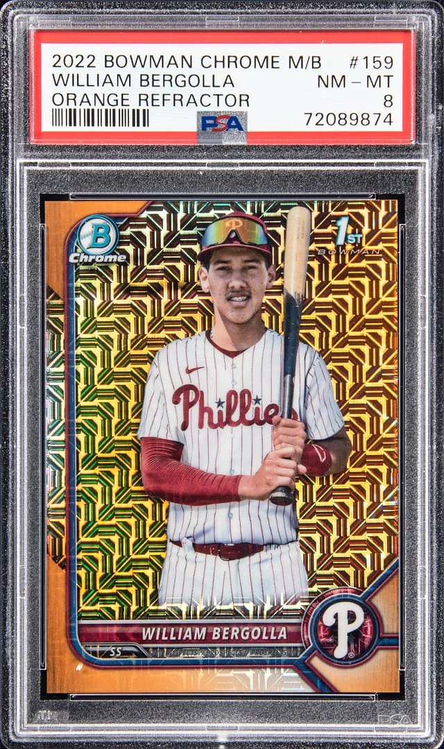 2022 Bowman Chrome Mega Box William Bergolla Orange Refractor #159 card image