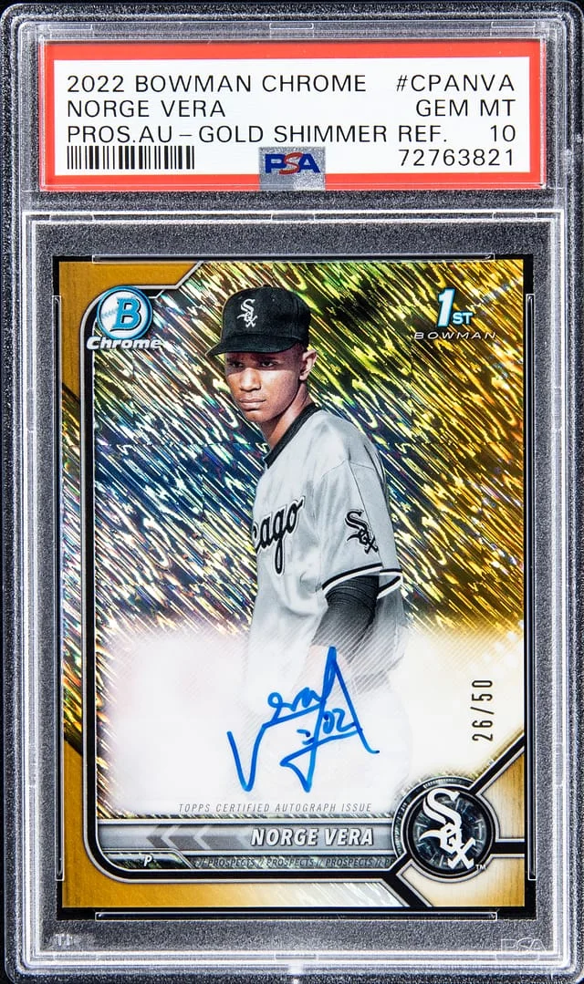 2022 Bowman Chrome Norge Vera Prospect Autograph - Gold Shimmer #CPANVA card image