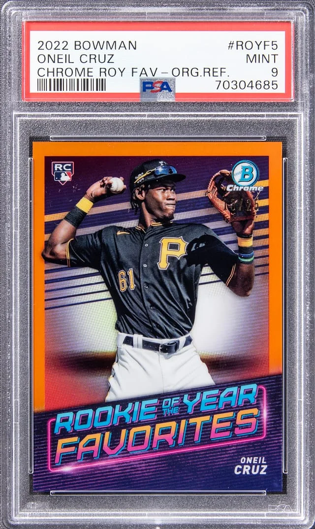 2022 Bowman Chrome Oneil Cruz of the Year Favorites Orange Refractor #ROYF-5 card image