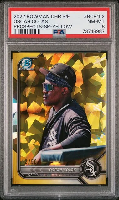 2022 Bowman Chrome Oscar Colas Edition Prospects Sapphire Yellow #BCP152 card image