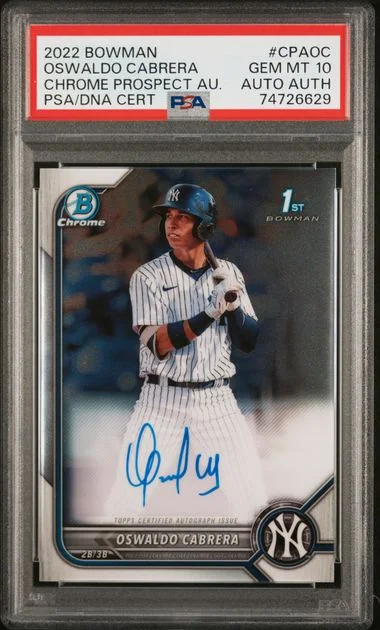 2022 Bowman Chrome Oswaldo Cabrera Prospect Autographs Atomic Refractor #CPA-OC card image