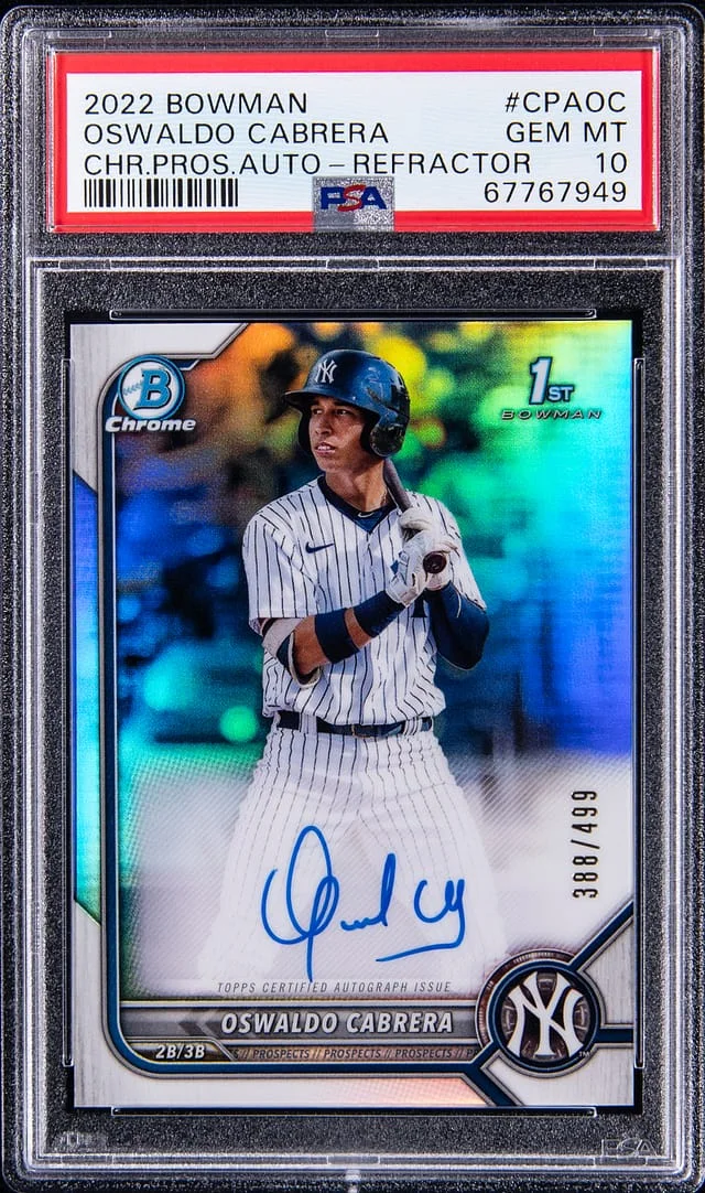 2022 Bowman Chrome Oswaldo Cabrera Prospect Autograph Refractor #CPAOC card image
