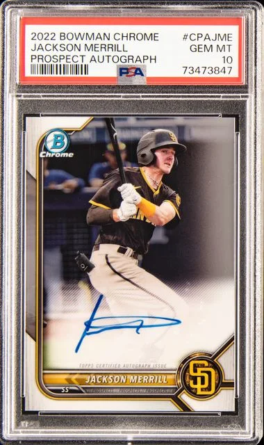 2022 Bowman Chrome Prospect Autographs Cpajme Jackson Merrill #no-number card image