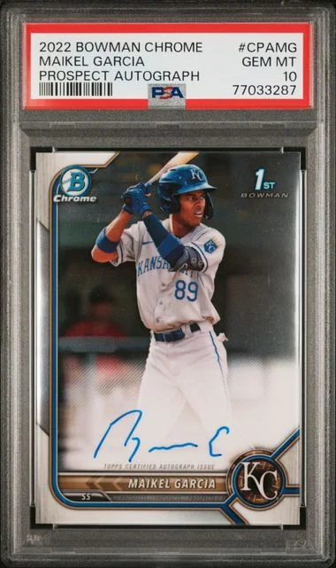 2022 Bowman Chrome Prospect Autographs Cpamg Maikel Garcia #no-number card image