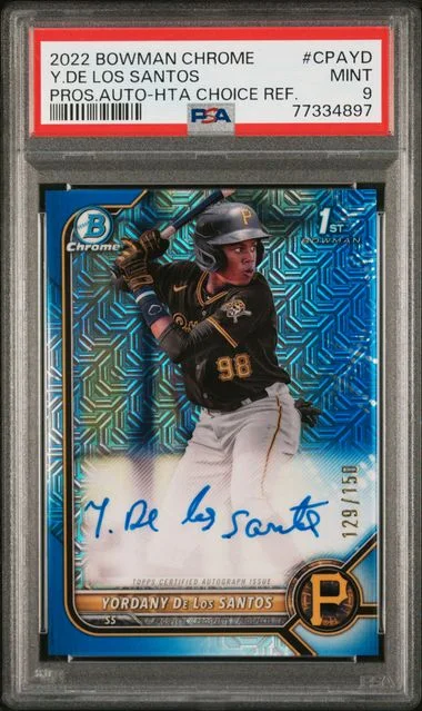 2022 Bowman Chrome Prospect Autographs Hta Choice Refractor Cpayd Yordany De Los Santos #no-number card image