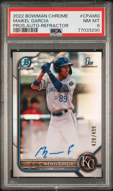 2022 Bowman Chrome Prospect Autographs Refractor Cpamg Maikel Garcia #no-number card image