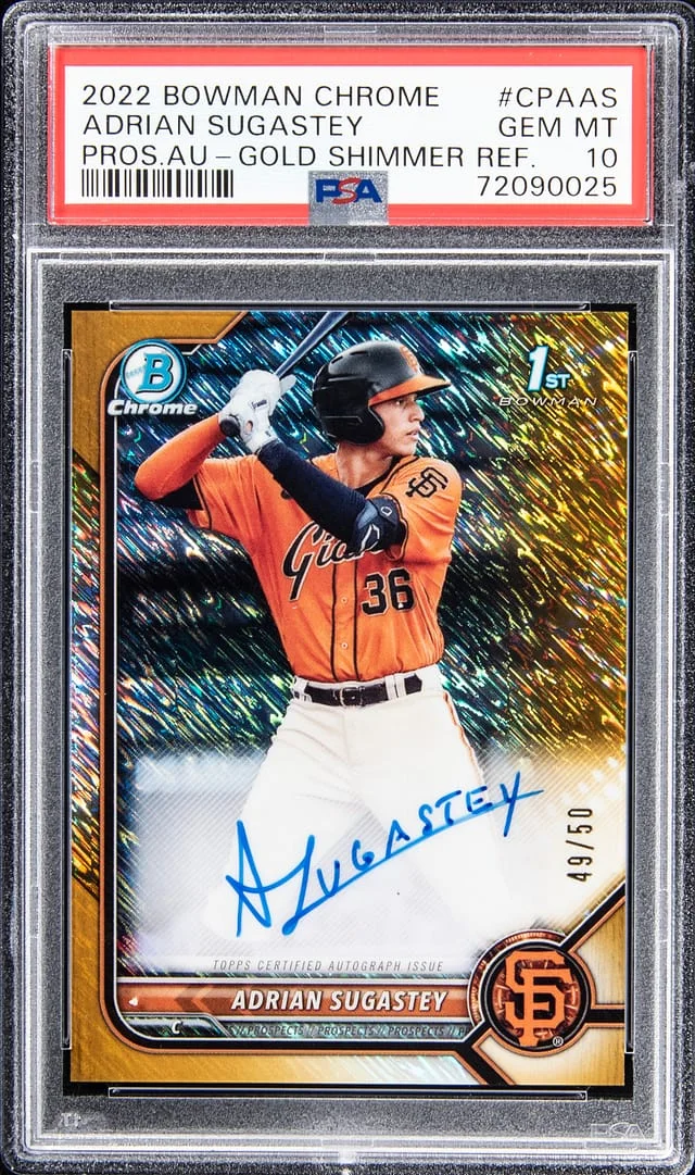 2022 Bowman Chrome Prospects Adrian Sugastey Autograph - Gold Shimmer Refractor #CPAAS card image