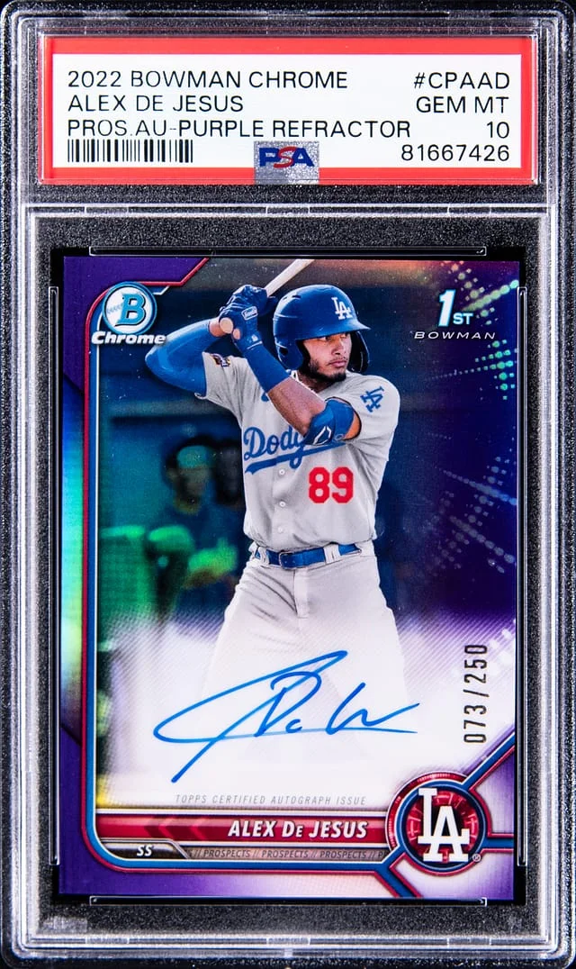 2022 Bowman Chrome Prospects Alex De Jesus Autograph Purple Refractor #CPA-AD card image