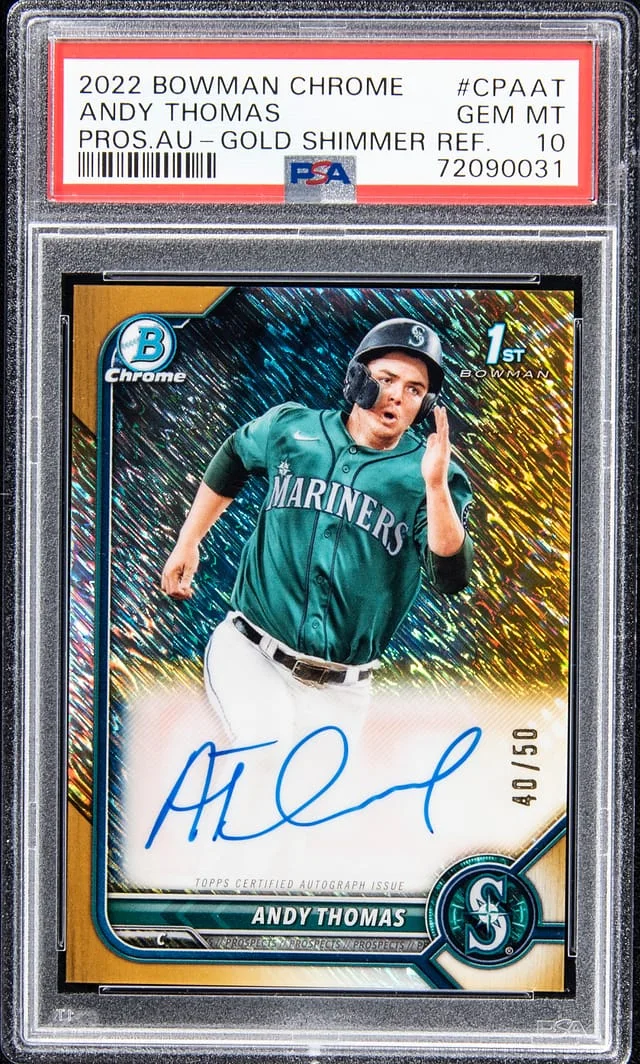 2022 Bowman Chrome Prospects Andy Thomas Autograph - Gold Shimmer Refractor #CPAAT card image