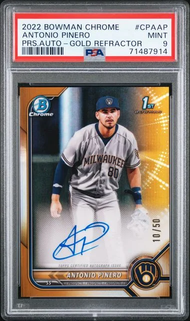 2022 Bowman Chrome Prospects Antonio Pinero Autographs Gold Refractor #CPA-AP card image