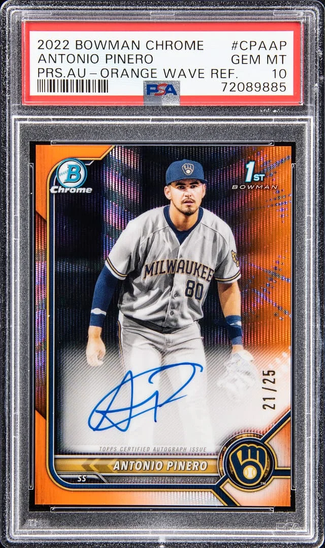 2022 Bowman Chrome Prospects Antonio Pinero Autograph - Orange Shimmer Refractor #CPAAP card image
